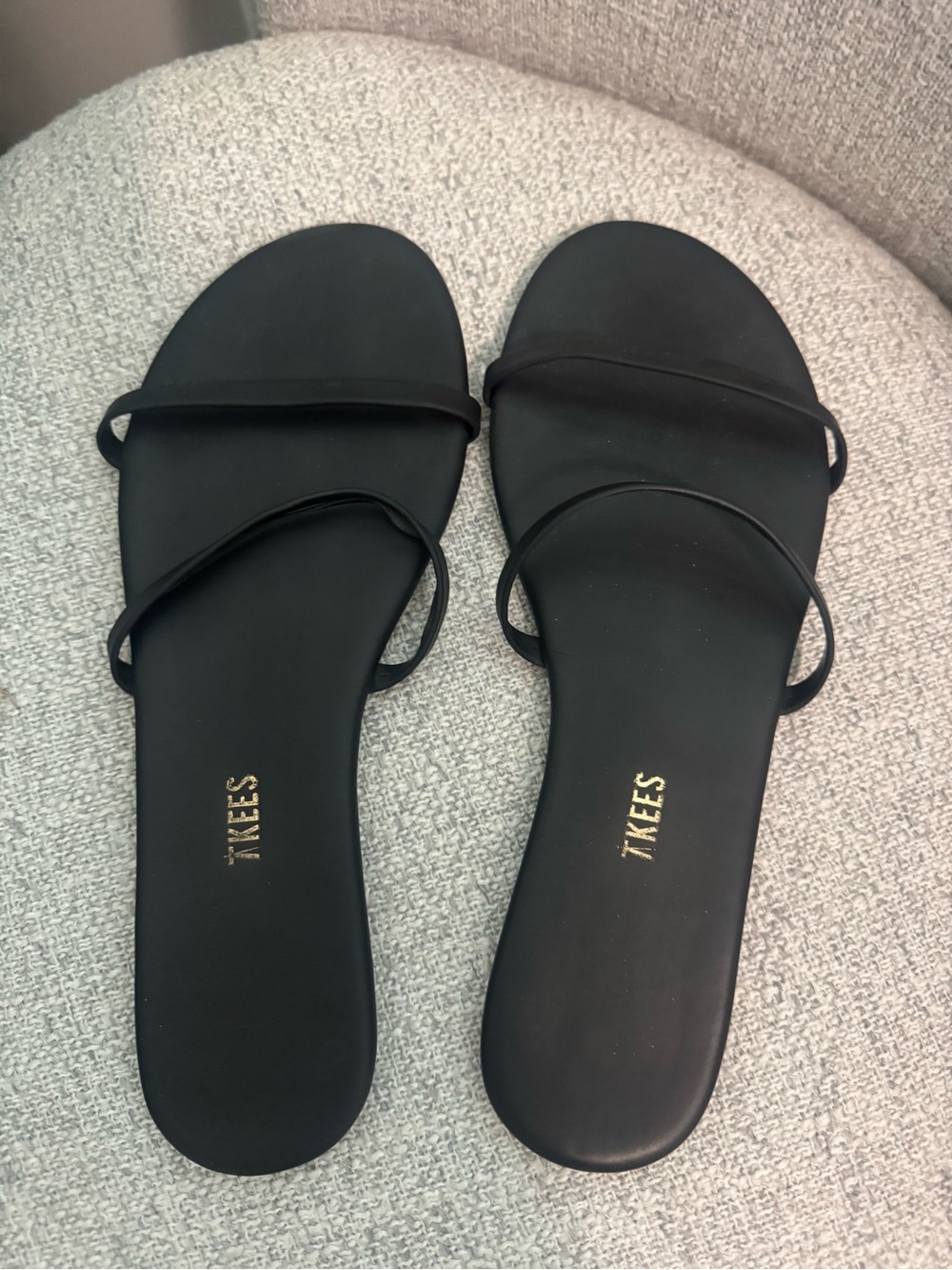 TKEES Black Double-Strap Slide Sandals